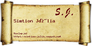 Simtion Júlia névjegykártya